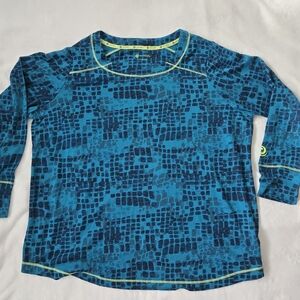 ActiveZone Sports Blue and Black Patterned Top